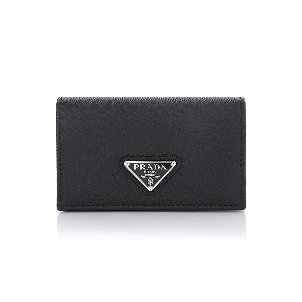 22F / Wプラダ三角ロゴサピアノ女性ブラックカード財布