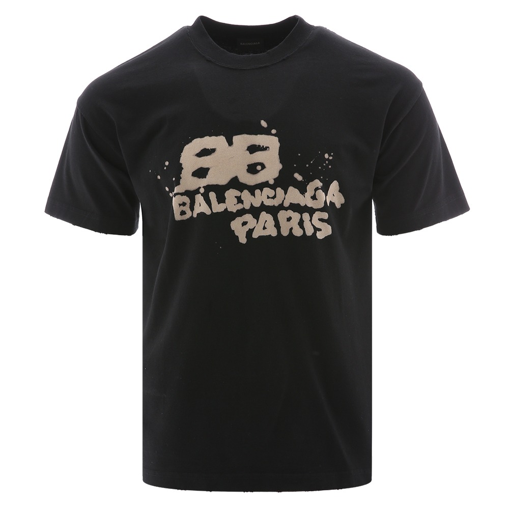 23S/S バレンシアガ ハンドドローン BB 共用 ブラック 半袖Tシャツ