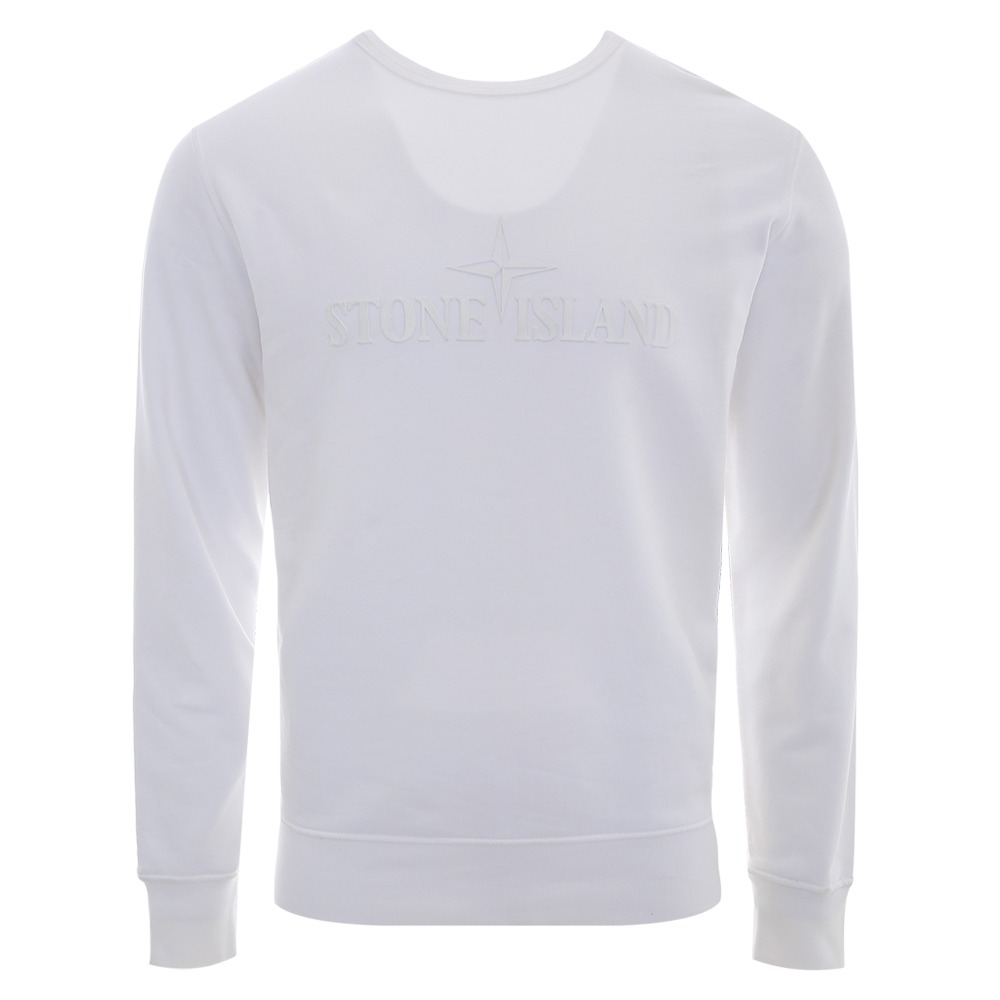 [汚染]19S/S ストーンアイランド エンボ ロゴ ホワイト ダブルフロント マンツーマンTシャツ