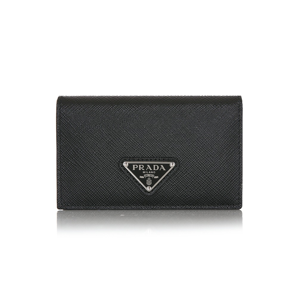 24S/S プラダ サフィアーノ レザー ブラック カード財布